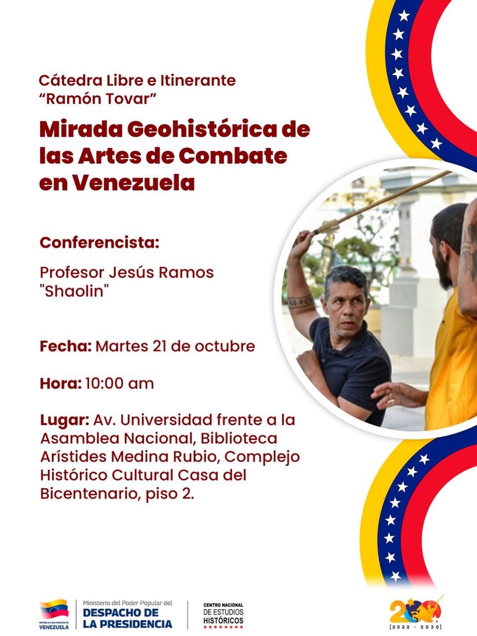 Cátedra Libre e Itinerante «Ramón Tovar»: Mirada geohistórica de las artes de combate en Venezuela»
