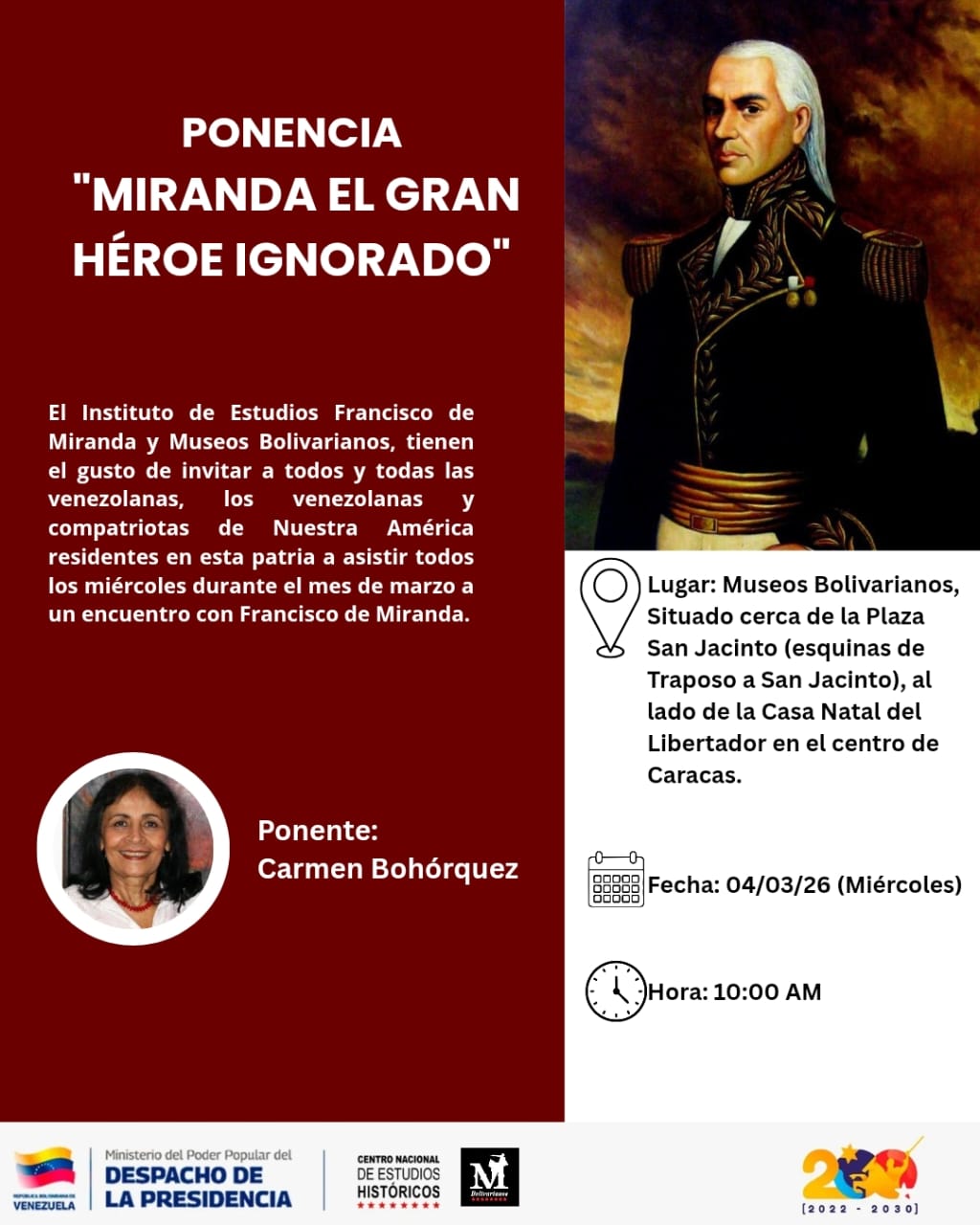 Ponencia: «Miranda el gran héroe ignorado»