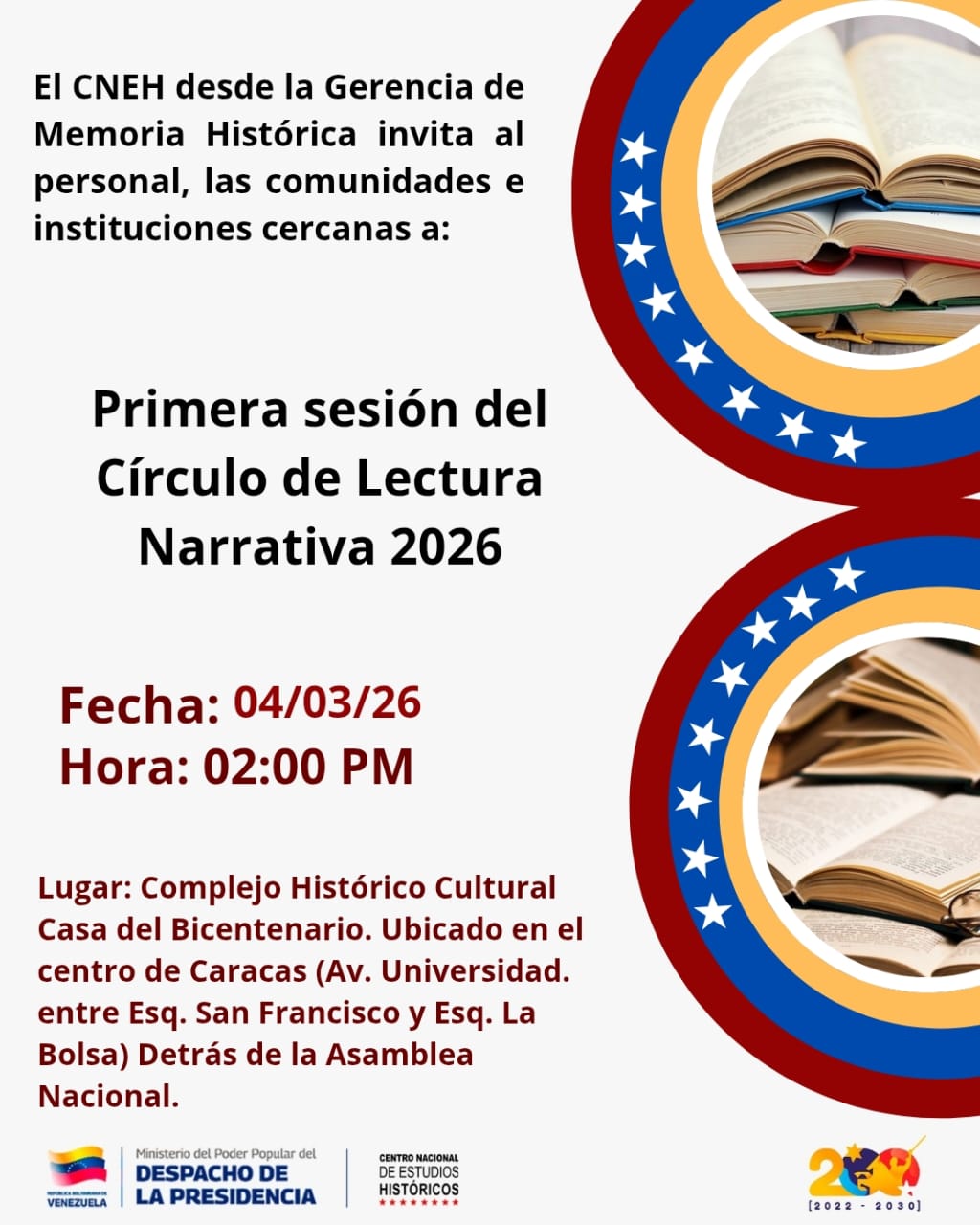 Primera sesión: «Círculo de Lectura Narrativa 2026»