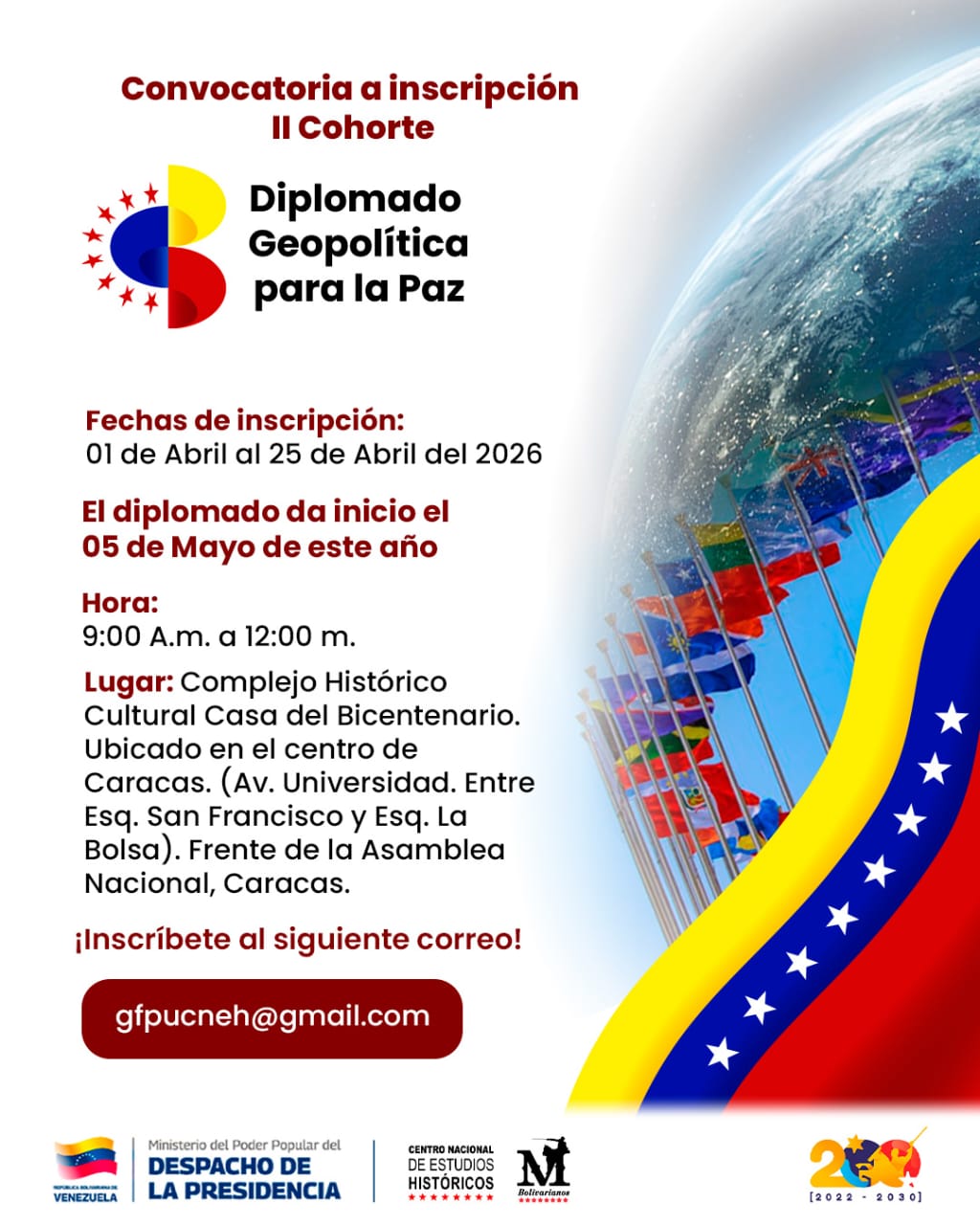 Convocatoria a inscripción: II Cohorte «Diplomado Geopolítica para la Paz»