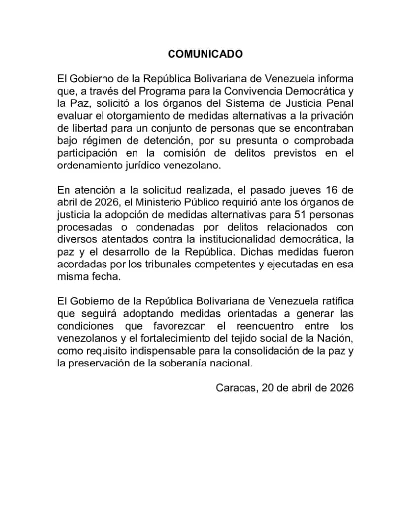 GOBIERNO NACIONAL PROMUEVE REENCUENTRO SOCIAL MEDIANTE MEDIDAS ALTERNATIVAS DE LIBERTAD