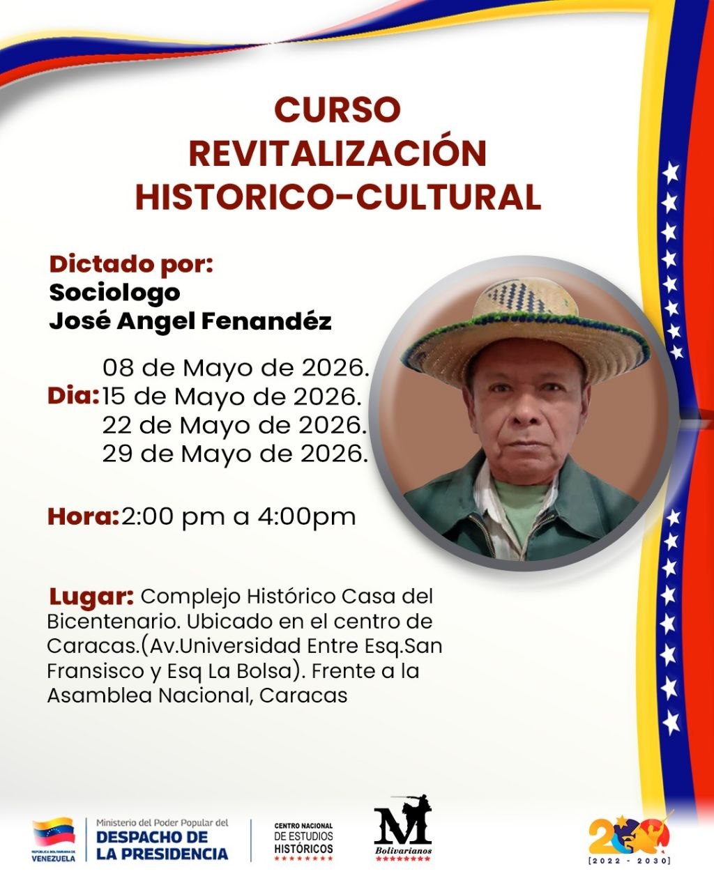 Inscripciones Abiertas Curso “Revitalización Histórico Cultural”
