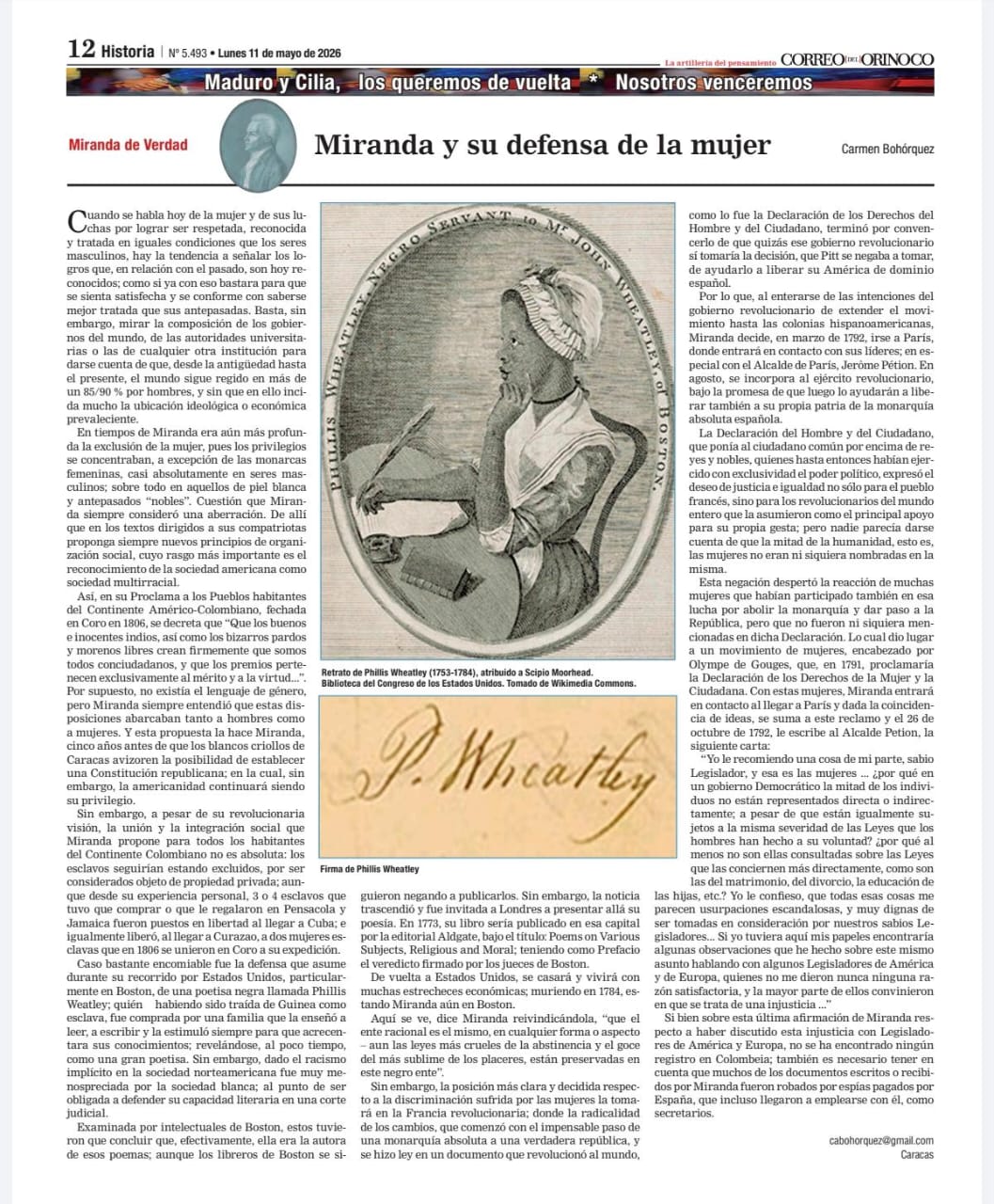 MIRANDA Y SU DEFENSA DE LA MUJER – CARMEN BOHÓRQUEZ