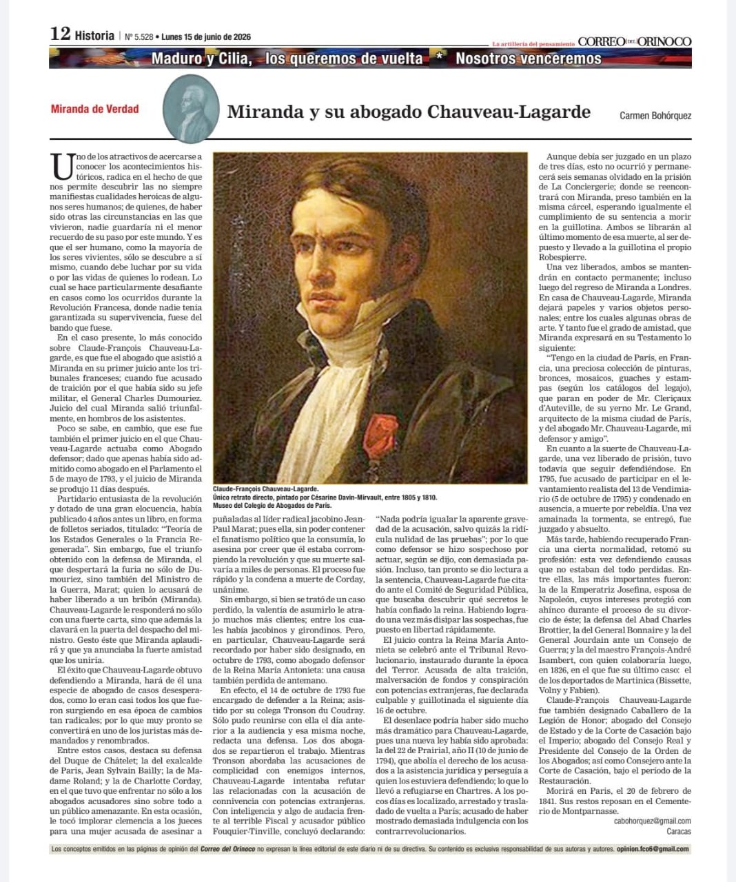 MIRANDA Y SU ABOGADO CHAUVEAU LAGARDE – CARMEN BOHÓRQUEZ