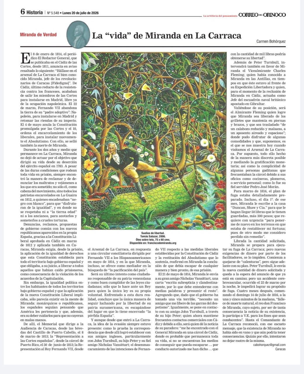 La «vida» de Miranda en la Carraca – Carmen Bohórquez