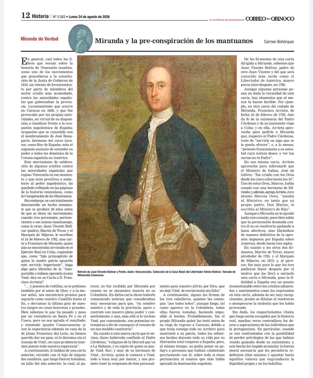 Miranda y la pre-conspiración de los mantuanos – Carmen Bohórquez