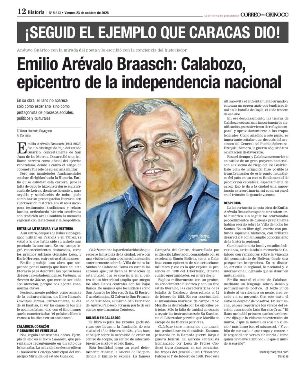 Emilio Arévalo Braasch: Calabozo, epicentro de la independencia nacional
